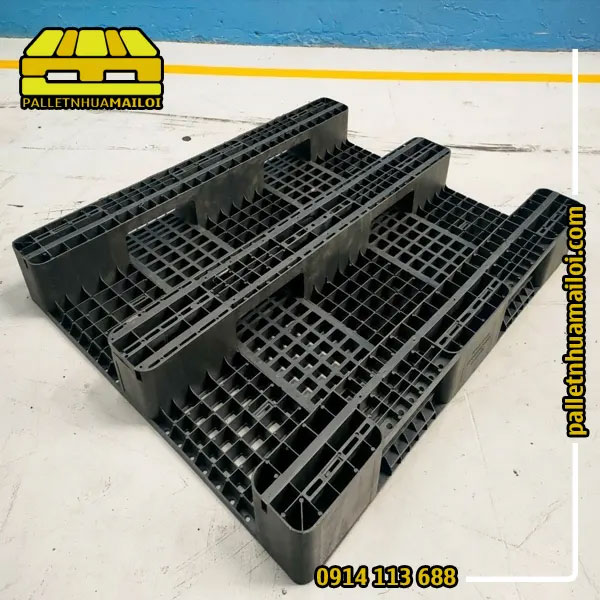 Pallet nhựa 1100x1300x150 - Đen xám - Hình 1