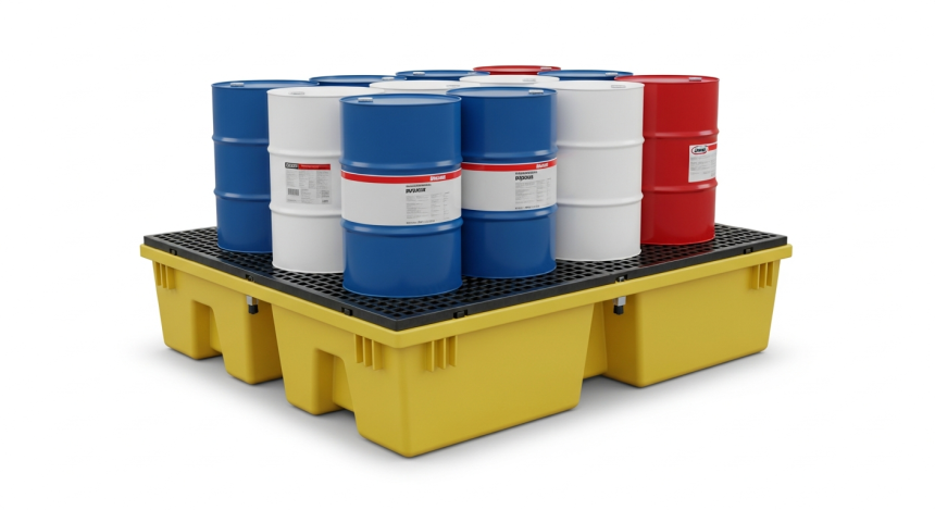 Pallet Chống Tràn Hóa Chất — Tiêu Chuẩn EPA & OSHA 1 Pallet Chống Tràn Hóa Chất — Tiêu Chuẩn EPA & OSHA